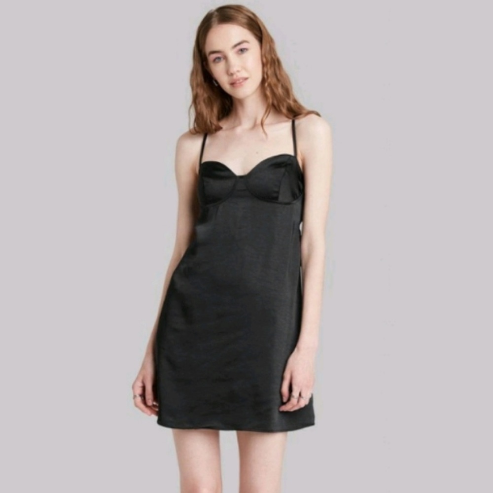 Wild Fable Satin Slip Dress Black Size Small